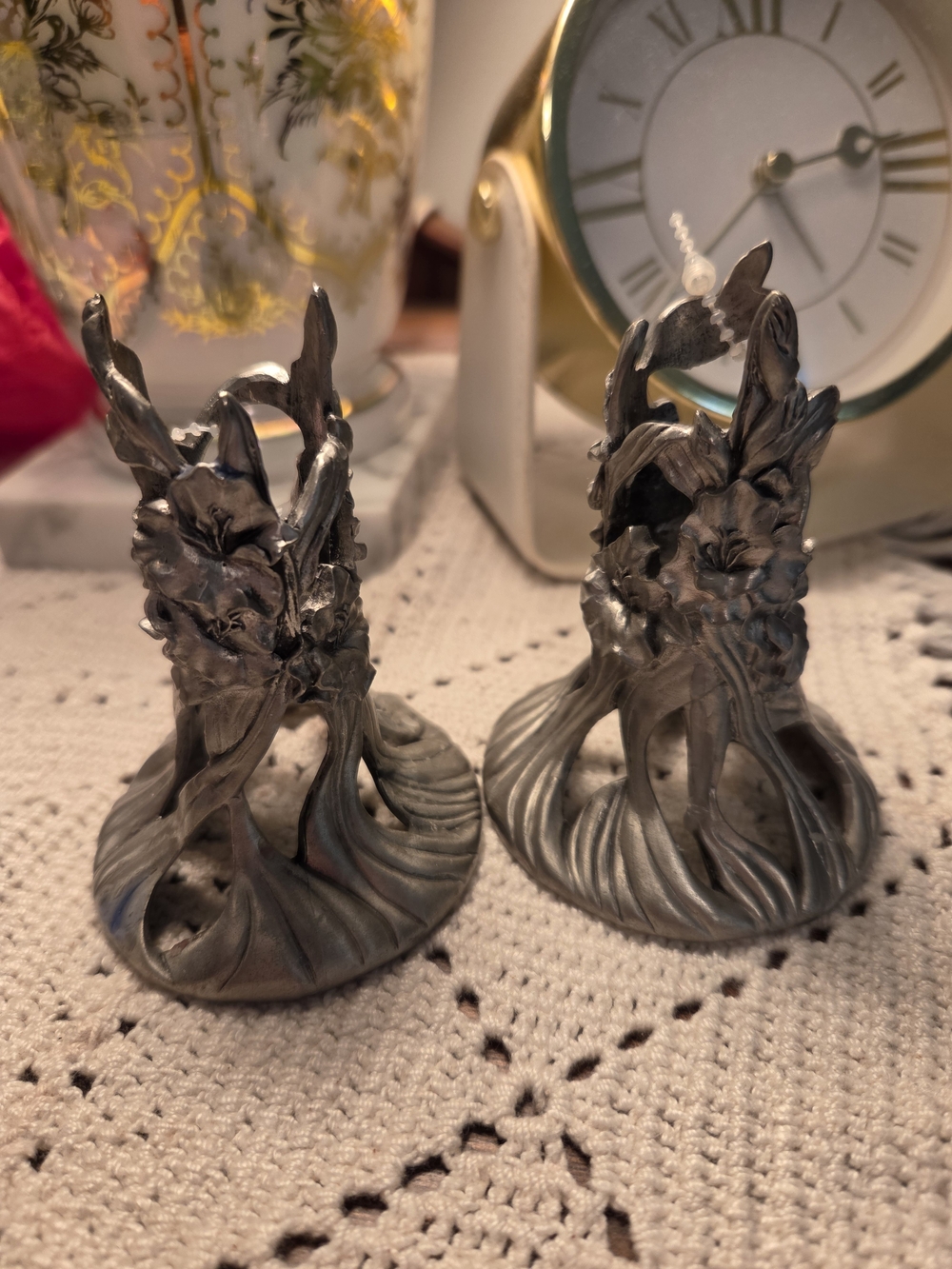 Seagull Pewter Floral Candle Holders - Made In Canada